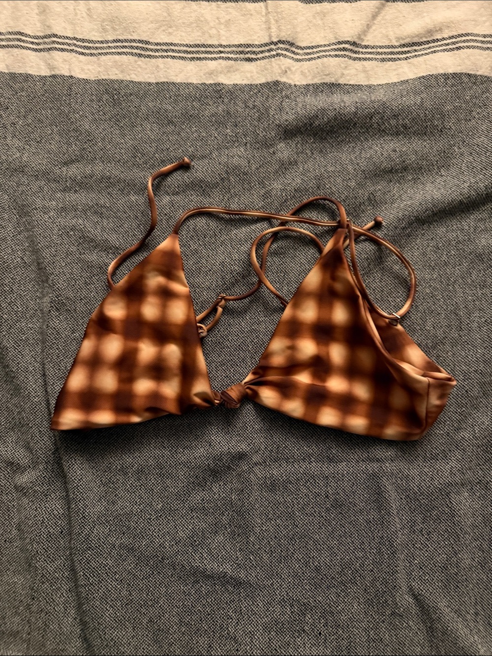 Skatie Brown Tie-Back Triangle Bikini Top